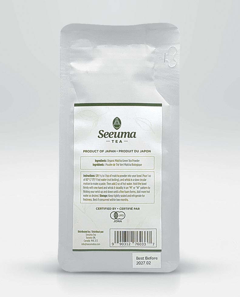 Seeuma Tea Hizashi Matcha 80g Bag Back